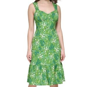 NWT Kensie Floral Sweetheart Maxi Dress Green 14